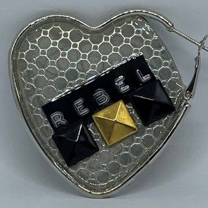 "REBEL" Heart Shaped Hoops
